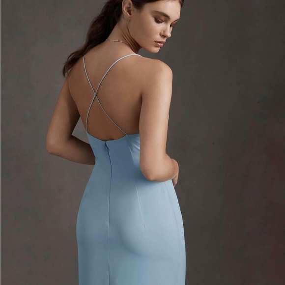 NEW BHLDN Formal Dresses | EMANUELLE GEORGETTE DRESS Light Blue Midi Dress - Picture 4 of 6